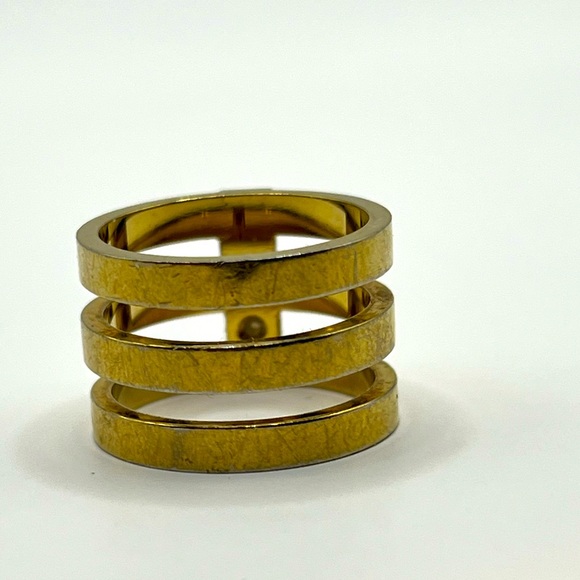 Michael Kors Gold Tone Stack Ring. Tri-stack connected barrel ring - Picture 7 of 7